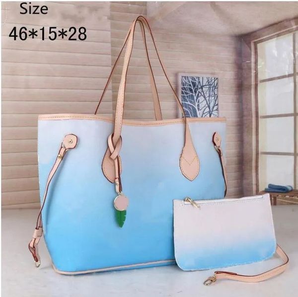 

luxury designer bag fahsion gradient color women old flower handbag leather messenger shoulderbag large capacity tote bag famous