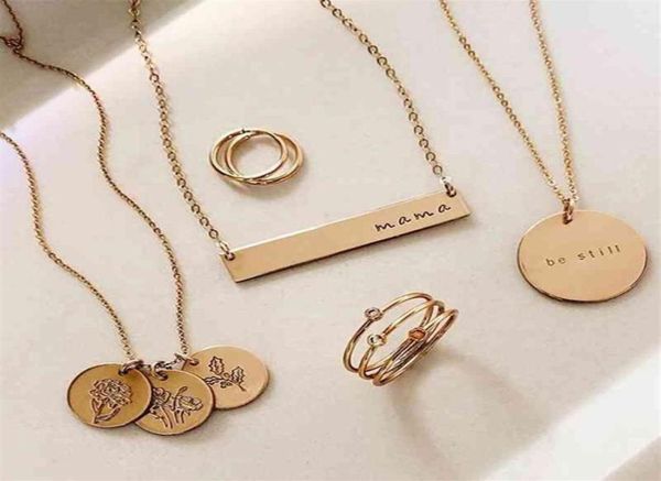 

customized stainls steeljewelry personalized gold birth floral flower month handmade coin pendant necklace for women29515758028, Silver