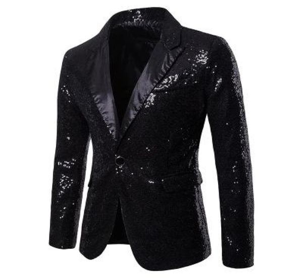 

men shiny gold sequin glitter embellished blazer jacket men nightclub blazer wedding party suit jacket stage singers clothes3463782, White;black