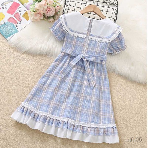 

girl's dresses dresses for girls children costumes summer plaid dress princess short sleeve sundress baby kids vestidos 9 years r230805, Red;yellow