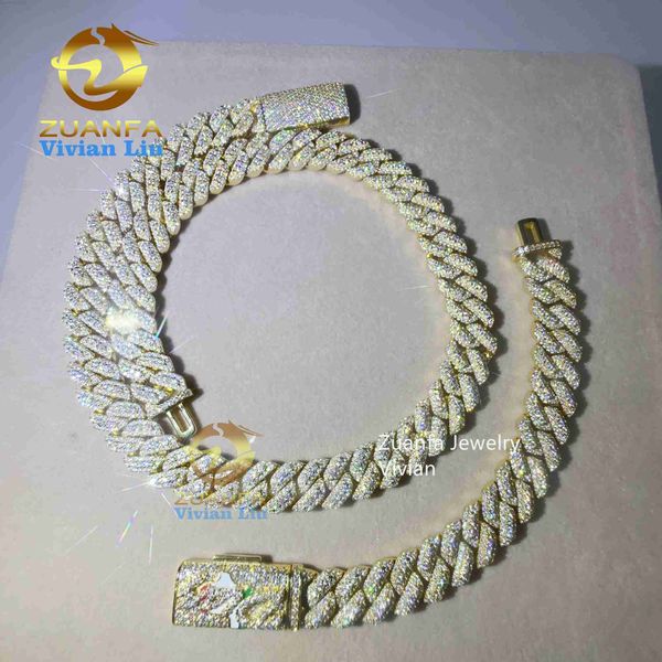 

hip hop vvs moissanite 925 sterling silver fashion jewelry custom diamond cuban link chain