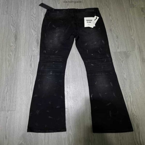 

designer american kdnd men's splash-ink stretch flared jeans x1w8, Blue