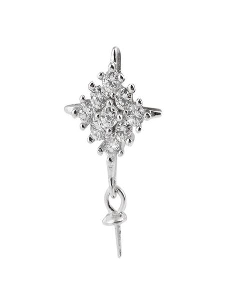 

drop pearl pendant cubic zirconia 925 sterling silver mountings for dangle pearl diy jewelry 5 pieces6392408, Slivery;crystal