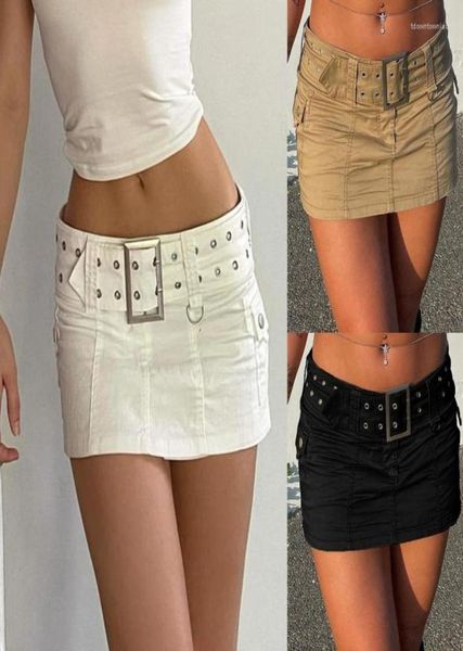

skirts women low waist bodycon mini jeans micro skirt with pockets harajuku goth punk solid color aline 90s aesthetic vintag5608631, Black