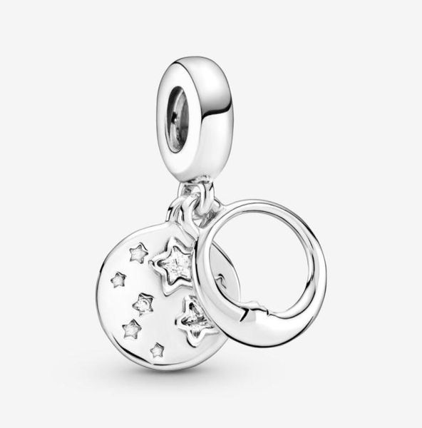 

100 925 sterling silver sleeping moon and stars dangle charms fit original european charm bracelet fashion women wedding engageme5765269, Bronze;silver