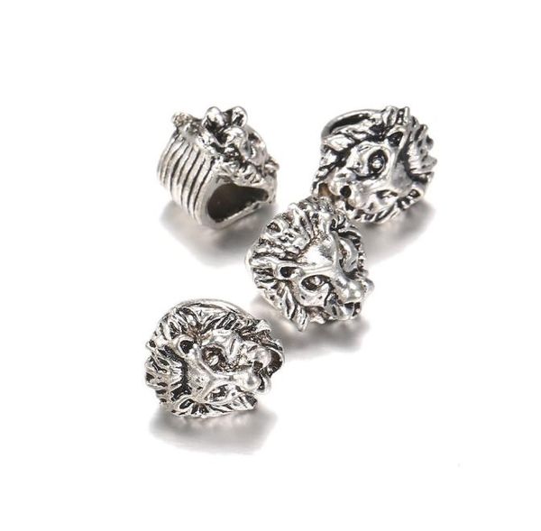 

100pcslot lion charms for jewelry diy making antique sliver color tibetan lion head bead spacer beads for bracelet making finding2468676, Black