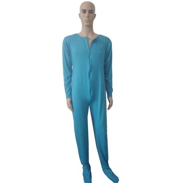 

catsuit costumes for party jumpsuit round neck lake blue color spandex unitard catsuit no hood hands 3-way front zipper to hip, Black