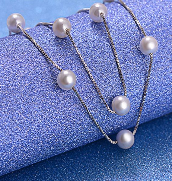 

yhamni 925 sterling silver jewelry 12 pcs 6mm freshwater pearl box chain choker necklace kolye collares bijoux femme dn1709898354