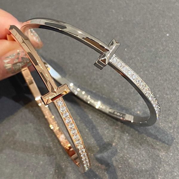 

designer v gold ti bracelet second generation double t diamond corner cnc narrow edition stereo smooth, Black