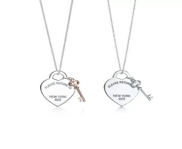 

fashion luxury necklace pendant stainless steel heart shaped key pendant necklace original 925 silver love necklace pendant female7675611