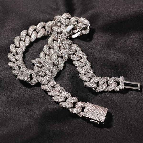 

stock models new arrival 14mm 3d full diamond cuban link chain for man iced out bling miami cuban necklace, Silver