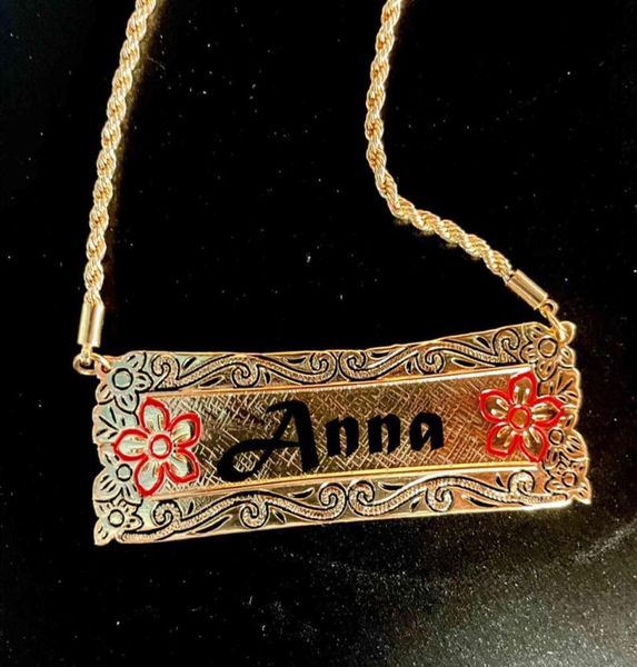 

cring coco new personalized name plate custom name necklac polynia jewelry wholale 14k gold hawaiian pendant necklac248p1662447, Silver