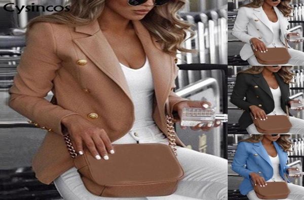 

women039s suits blazers cysincos women 2021 fashion spring autumn casual jacket female office lady slim suit button business 4800458, White;black