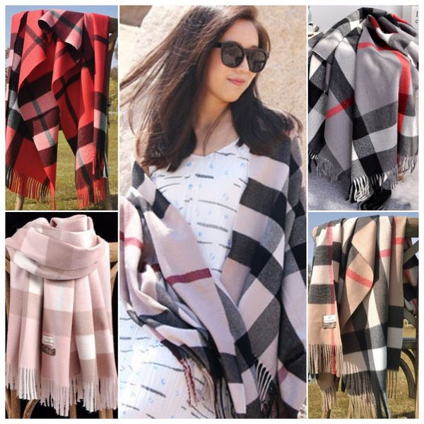 

designer cashmere scarf and silk blending luxury fashion colors pashmina winter scarf warm brand designer shawl classic pattern long 190cm*7, Blue;gray