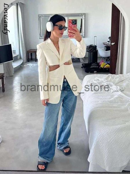 

women's jackets women hollow out beige blazer female fashion cut out notched neck long sleeves blazers 2023 lady party club coats outfi, Black;brown