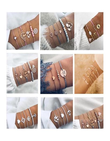 

charm bracelets fashion beads stone turtle bracelet set for women geometric tree of life shell braclets bohemia summer jewelry dro4312172, Golden;silver