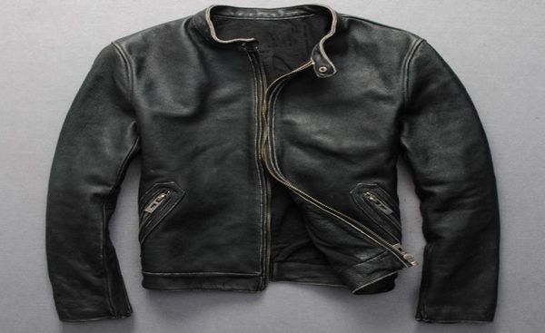 

vintage genuine leather jacket men black cowskin short simple motorcycle jacket men039s thin leather coat chaqueta cuero hombre8774368