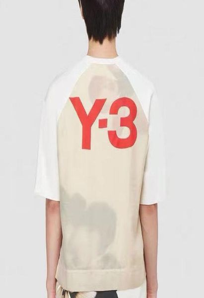 

back printed shortsleeved tshirt men and women y3 loose round neck casual t shirts4649282, White;black