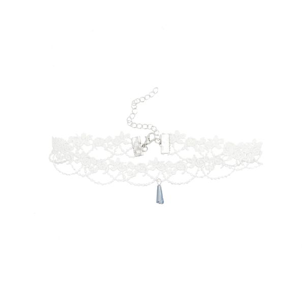 

super fairy white lace choker korean style soft girl japanese collar sweet necklace collarbone chain choker, Golden;silver