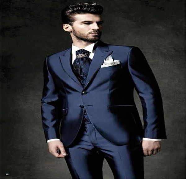 

navy blue jacket groom tuxedos groomsmen man suit men weddingjacketpanttievestcostume mariage homme traje novio hombre men03671670, White;black