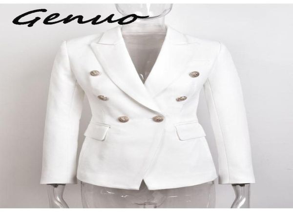 

genuo fomal suit new fashion 2019 designer blazer jacket women039s metal lion buttons double breasted blazer size sxxl9034166, White;black
