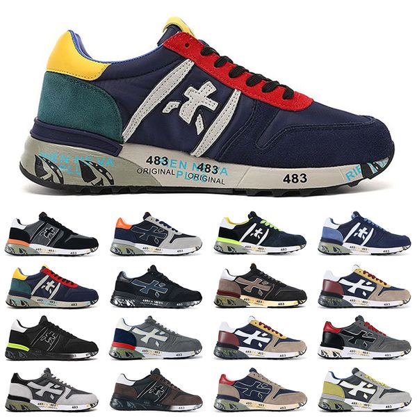 

designer shoes premiata runner lander landeck mick black white midnight blue beige grey green luxury sneakers mens trainer