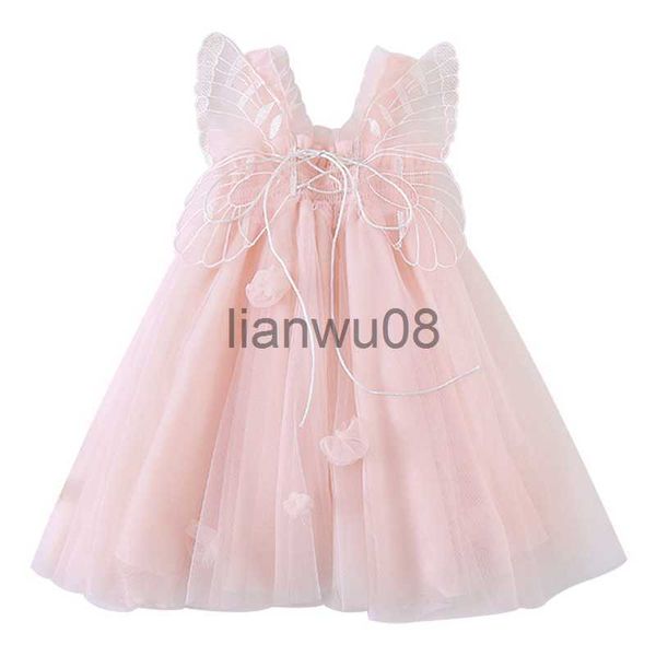 

girl's dresses butterfly wings fairy gauze dress x0806, Red;yellow