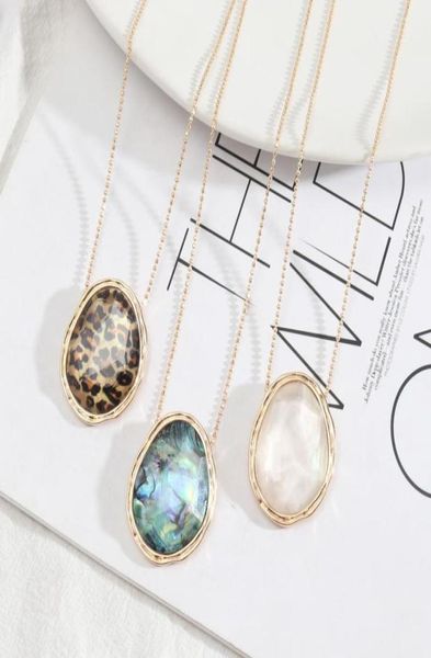 

pendant necklaces faceted acrylic abalone shell leopard print pattern geometric charms accessories body jewelry4547297, Silver