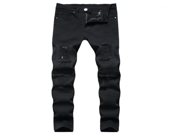 

men039s jeans destruction trousers straightleg distressed men denim black white jean male2737474, Blue