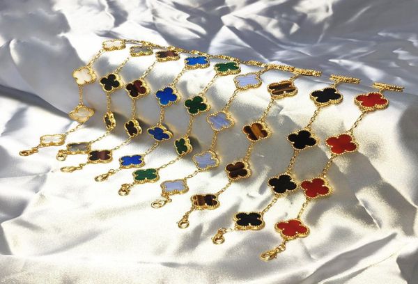 

japanese and korean five clover five flower bracelet fashion wild temperament female models gold color bracelet goddess wedding gi1251355, Black