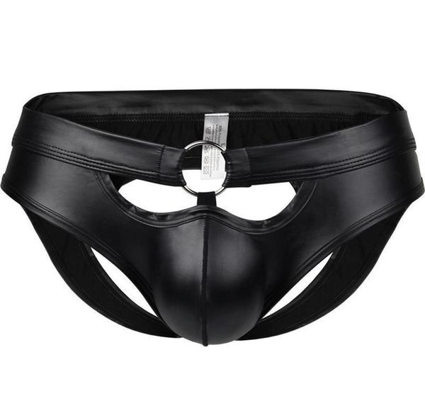 

underpants men039s imitation patent leather briefs with hollow back and hipopening trendy bodybuilding youth briefs2783774, Black;white