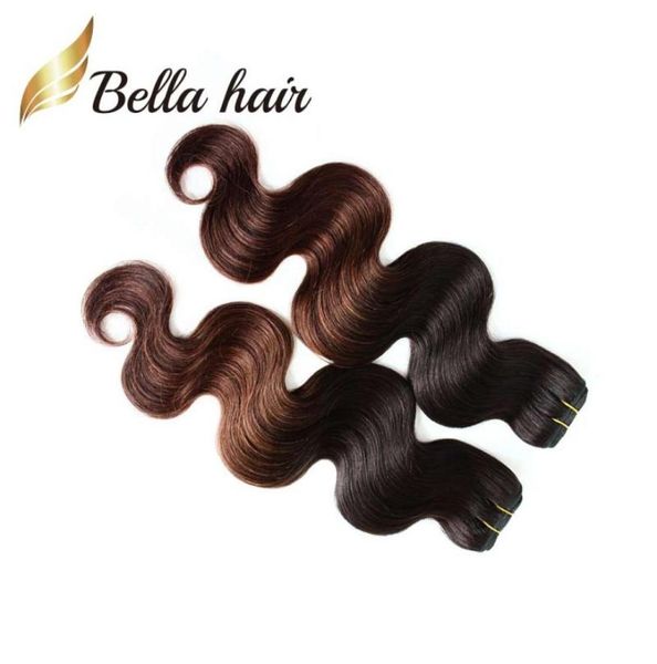

brazilian body wave human hair weft 2 tone ombre weaves queen hair products 1430 inch t color 3pcslot dhl bella hair3851600, Black