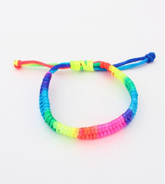 

bracelets for women fashion colorful candy color rainbow style knitted rope chain bracelets whole br2092037872, Black