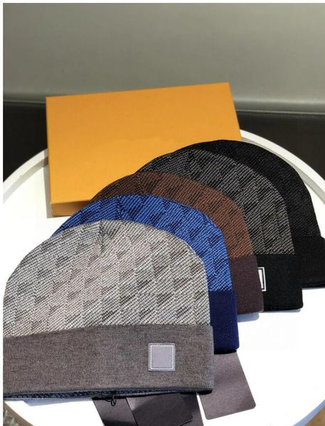 

new fashion designer hats men's and women's beanie fall/winter thermal knit hat ski brand bonnet plaid skull hat cp grey luxury wa, Blue;gray