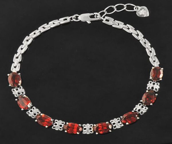 

luxurious natural garnet bracelet 925 solid sterling silver ct garnet silver bracelet garnet stone jewelry for woman6090210, Golden;silver