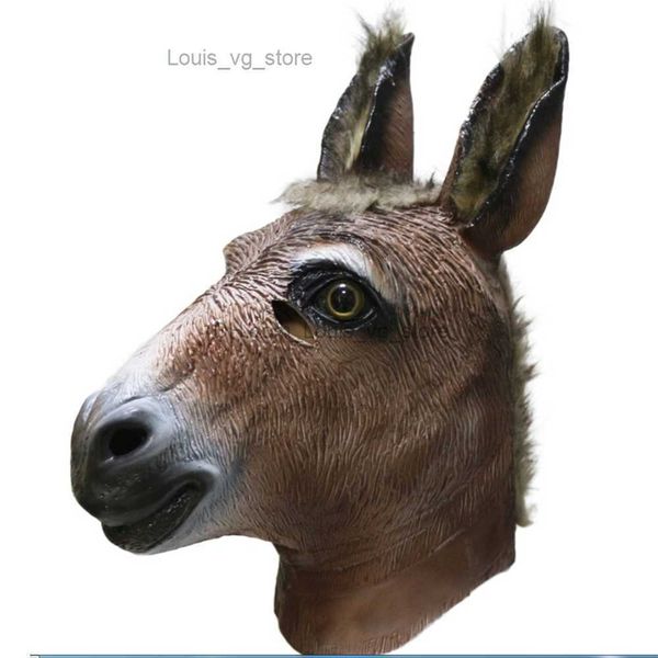 

latex full head animals realistic donkey fancy dress up party masks t230806