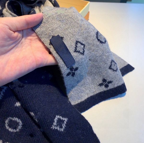 

autumn winter quality wool scarf designer fashion brand knitted warm scarf multi-style men's gift bib 180*35cm, Blue;gray