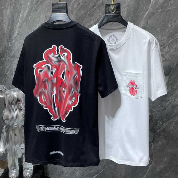 

men's luxury classics t shirts brand ch t-shirts designers men women tees fashion horseshoe sanskrit cross print cotton tshirts casual, White;black