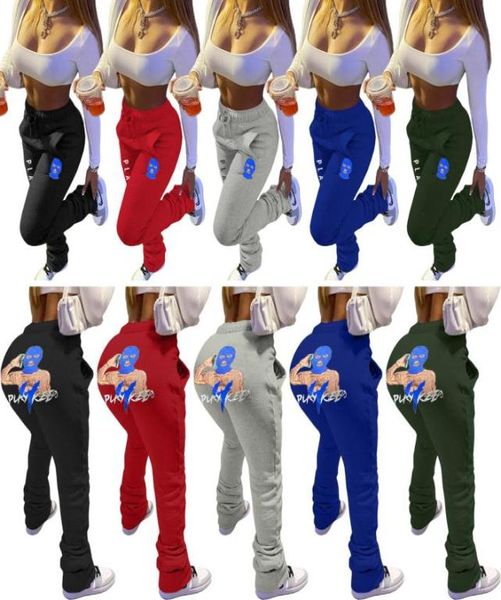 

pleated causal cartoons print pants high waist drawstring leggings thick flare stacked sweatpants women joggers active trousers1064833, Black;white