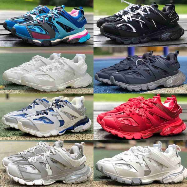 

luxury brand designer men women casual shoes track 3 3.0 triple white black sneakers tess.s. gomma leather trainer nylon printed platform tr