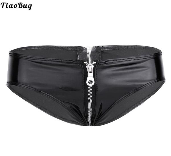 

women039s panties tiaobug black womens lingerie shiny patent leather zipper crotch low rise bikini briefs underwear underpants2919539, Black;pink