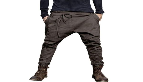 

men039s pants 2021 casual sagging men trousers low crotch pant joggers feet hanging harem4659234, Black