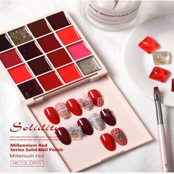 

nail polish 16 colors nail art soild palette soak off uv led nail gel polish jelly gel fashion salon semi permanent varnishes glue for girl