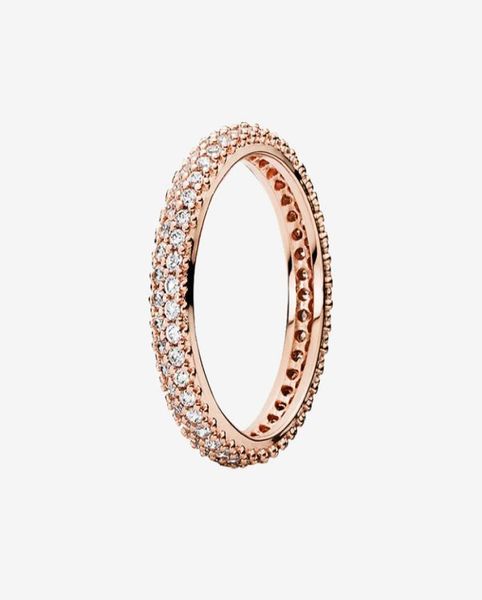

rose gold plated elegant pave band rings women's cz diamond wedding jewelry for real 925 silver crystal ring with original box6254198, Slivery;golden