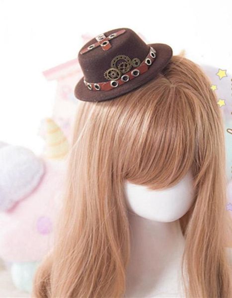 

1pc lady steampunk mini hats hair clip lolita punk gothic hair accessories cosplay headwear 237536, Silver