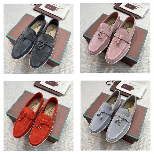 

loro piana with box men women designer loafer shoes leather loafers pink black green navy beige loropiana trainers sneakers
