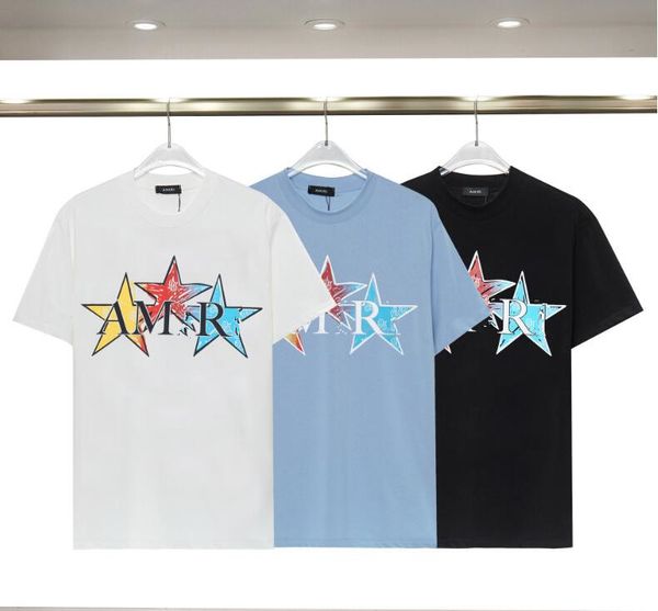 

2023 mens t shirts summer a miris designer printed tees fashion man t-shirt quality cotton casual short sleeve luxury hip hop streetwear ts, White;black
