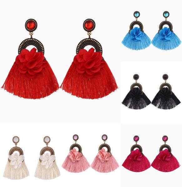 

2019 new fashion woman color small tassel earrings colored gem boho delicate diamond jewelry factory direct2958844, Golden;silver
