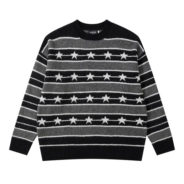 

striped pullover sweater for men crew neck casual knitted clothes oversized sweaters