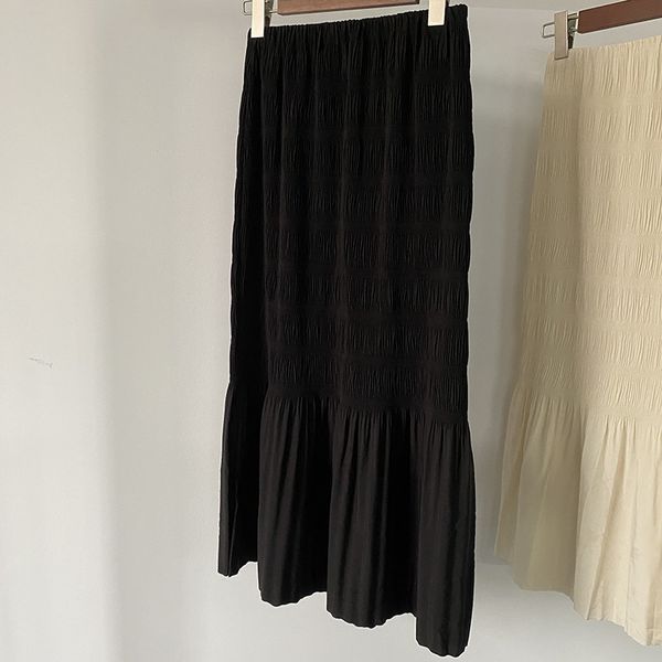 

toteme pleated high waisted mermaid style midi skirt, Black;gray